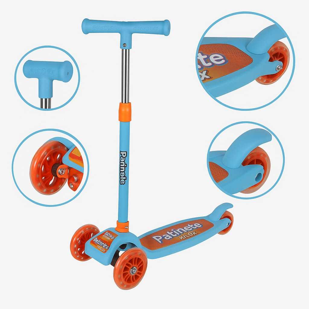 Patinete Infantil 3 Rodas Patinete Max Azul com Ajuste de Altura ...
