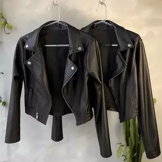 Jaqueta De Couro Feminina Com Ziper Inverno Elegante Envio Imediato