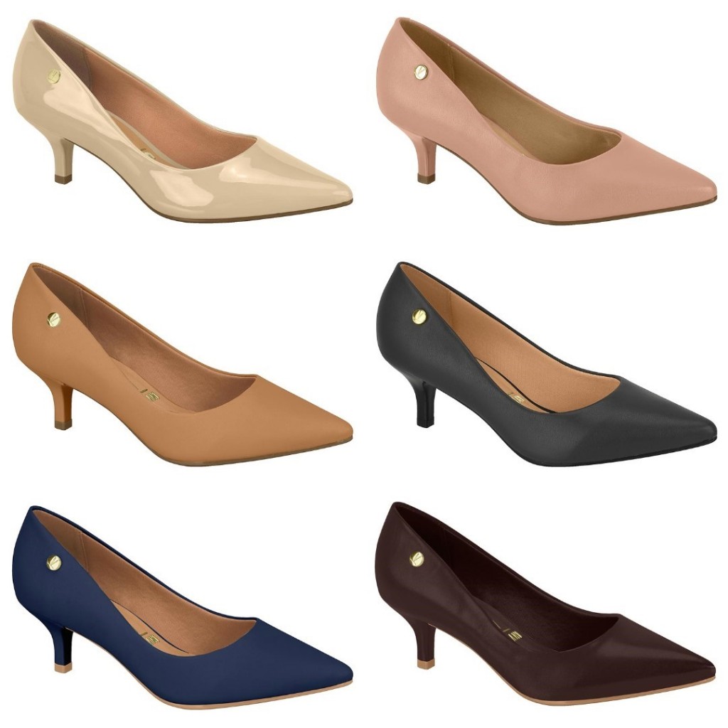 Sapato Scarpin Vizzano Salto Baixo Bico Fino Elegante | Shopee Brasil