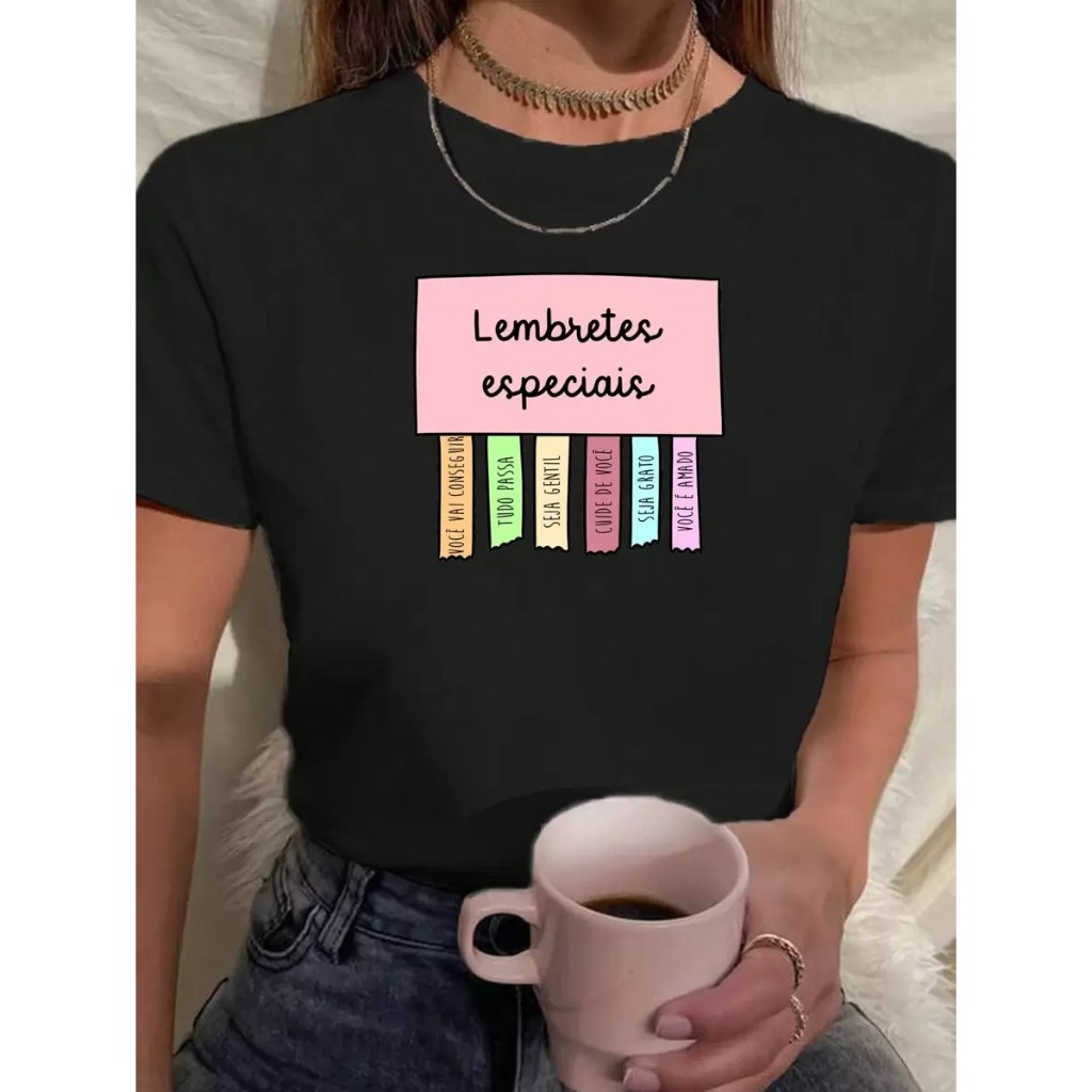 Camiseta Feminina Frases Motivacionais Lembretes Especiais | Shopee Brasil