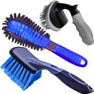 KIT 3 ESCOVA FURO DE RODA PEPINO ESCOVA CAIXA DE RODA MÉDIA CURTA ESCOVA LIMPEZA DE PNEU AUTOMOTIVA
