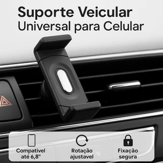 Suporte Veicular Universal para Celular De Carro - Saída de Ar, Ajustável, Fácil de Instalar