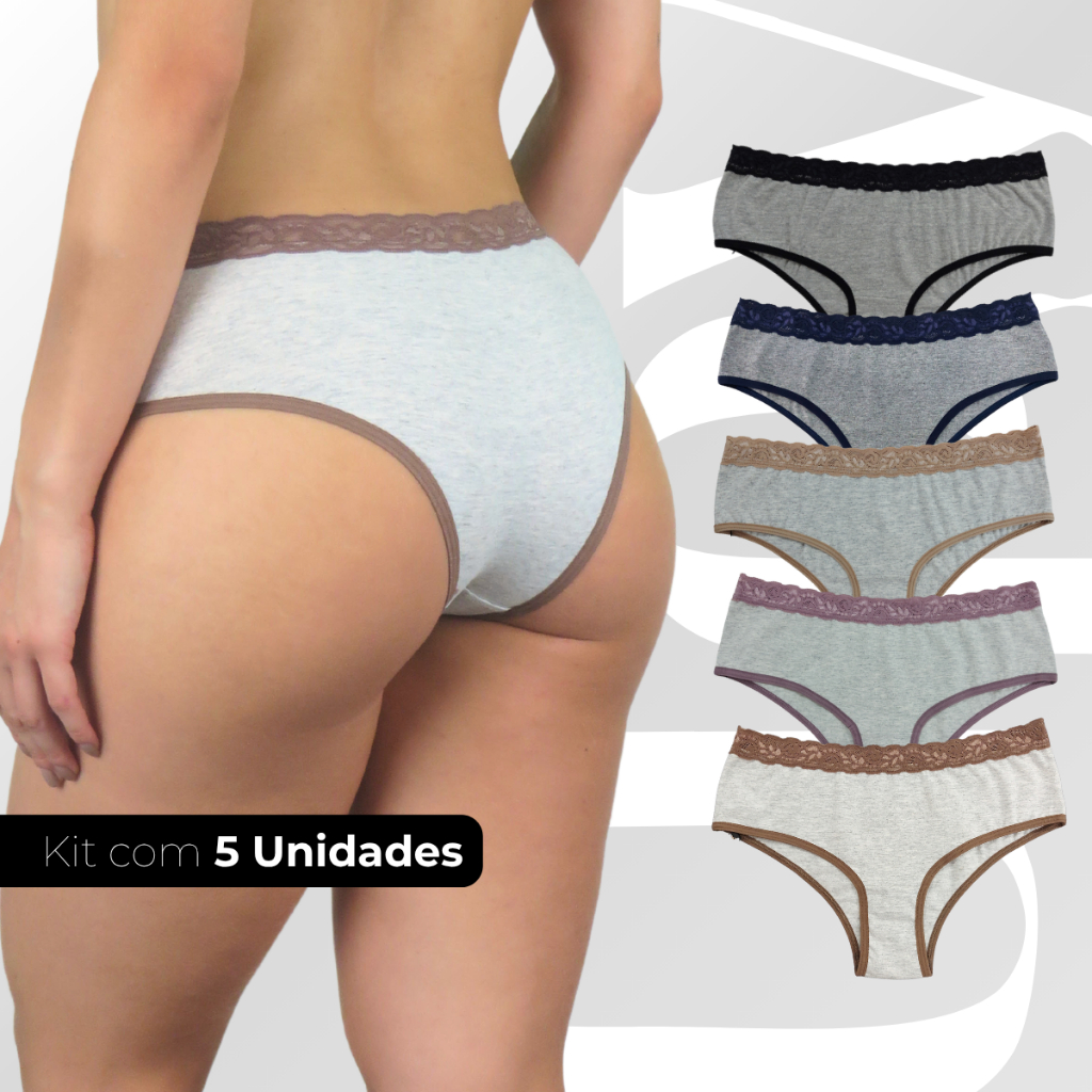 5 Calcinhas de Algodão Premium Cintura Alta Confortável Segura