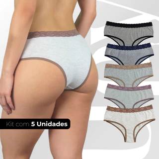 5 Calcinhas de Algodão Premium Cintura Alta Confortável Segura