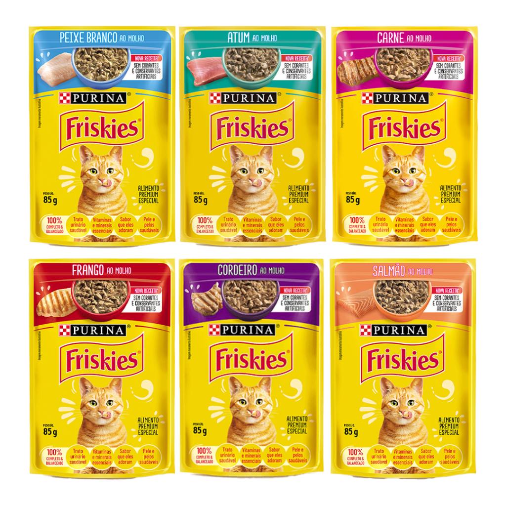 Kit com 20, 30, 40 e 50 Unidades – Sache Friskies 85g Alimento Úmido ...