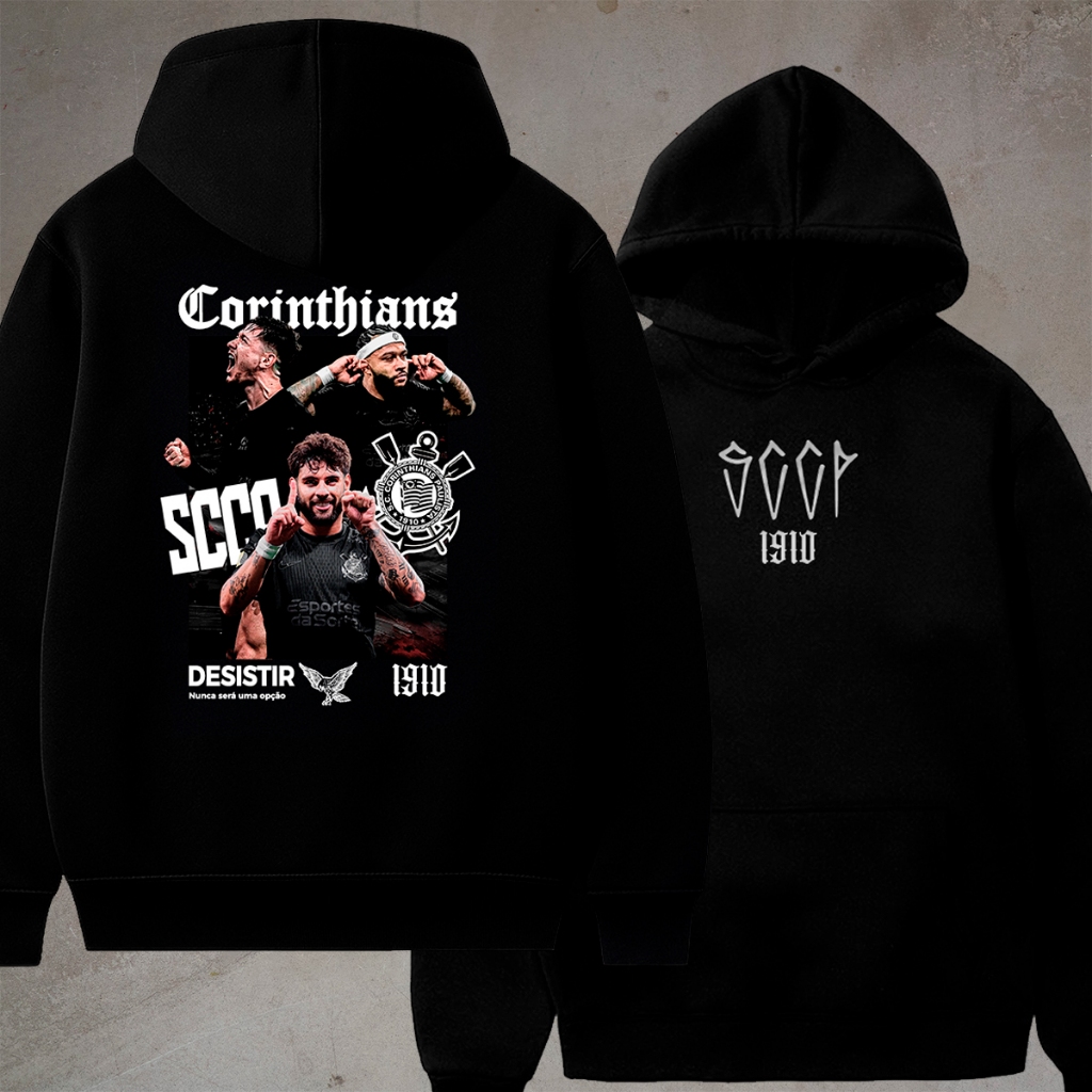 Moletom Masculino Corinth Time Canguru Agasalho Futebol Com Capuz