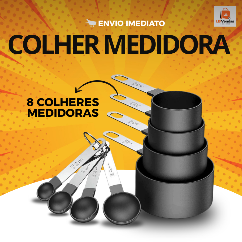 Conjunto Jogo Colher Medidora Xícara Culinário 8 Peças Kit M
