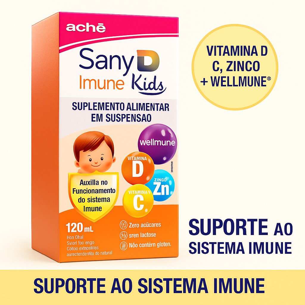 Sany D Imune Kids 120ml + 20ml Grátis – Suplemento com Vitaminas C, D ...