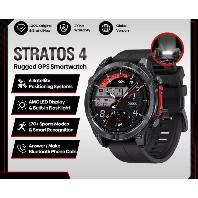 Novo Zeblaze Stratos 4 GPS Smartwach Runner Corrida tela amoled