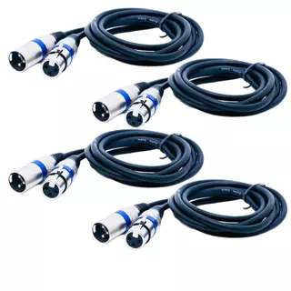 Kit 4 Cabo Microfone Xlr Canon Macho X Femea Balanceado Dmx Bm800 1 Metro