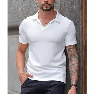 Camiseta POLO Italiana masculina malha Texturizada Lançamento Sem Botão