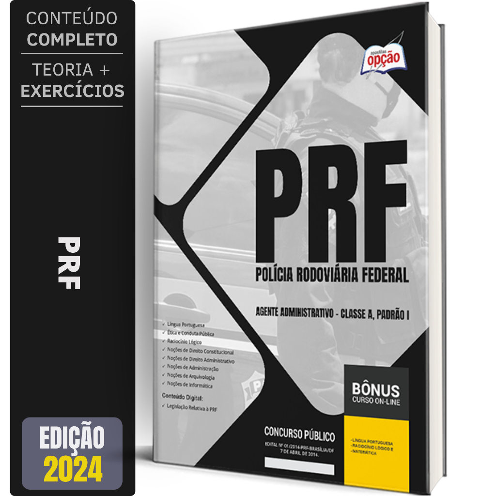 Apostila Concurso PRF - Agente Administrativo - Editora Opção | Shopee ...