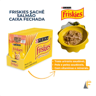 Sachê Friskies Gatos Ração Úmida Salmão | Caixa Fechada 15 Unidades 85g Purina em Oferta na Shopee