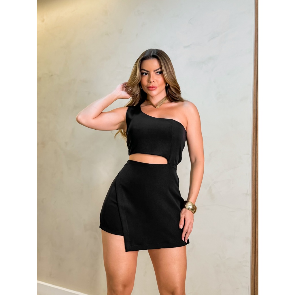 ONSAY Macaquinho Feminino Fenda Lateral Alcinha Alfaiataria Short Saia ...