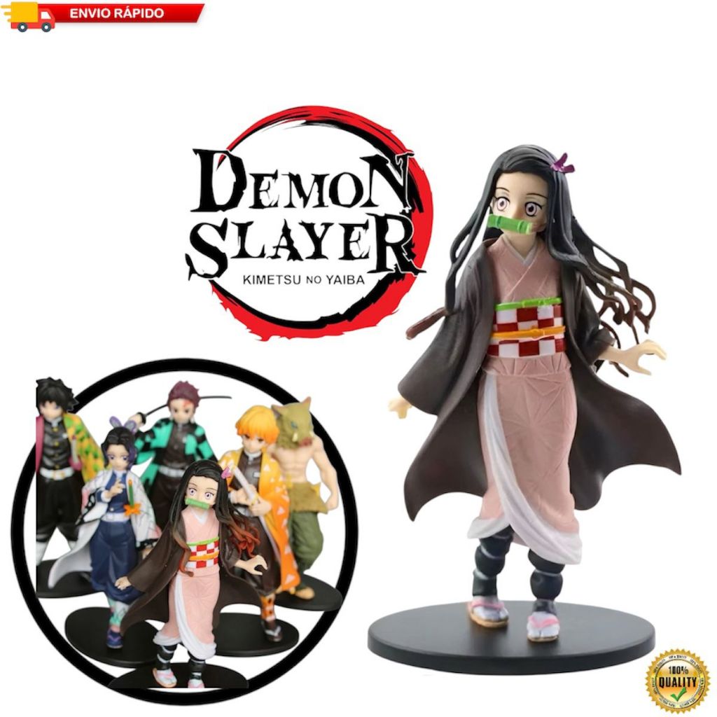 Action Figure Demon Slayer Nezuko, Tanjiro, Zenitsu Geek Colecionável