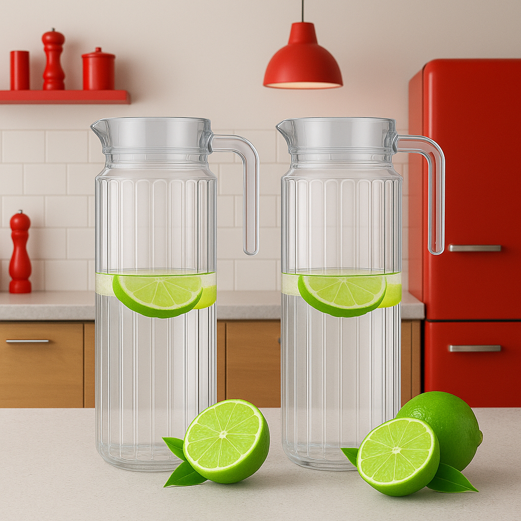 Jarra De Vidro Com Tampa Suco Água 1 Litro 2 Unidades