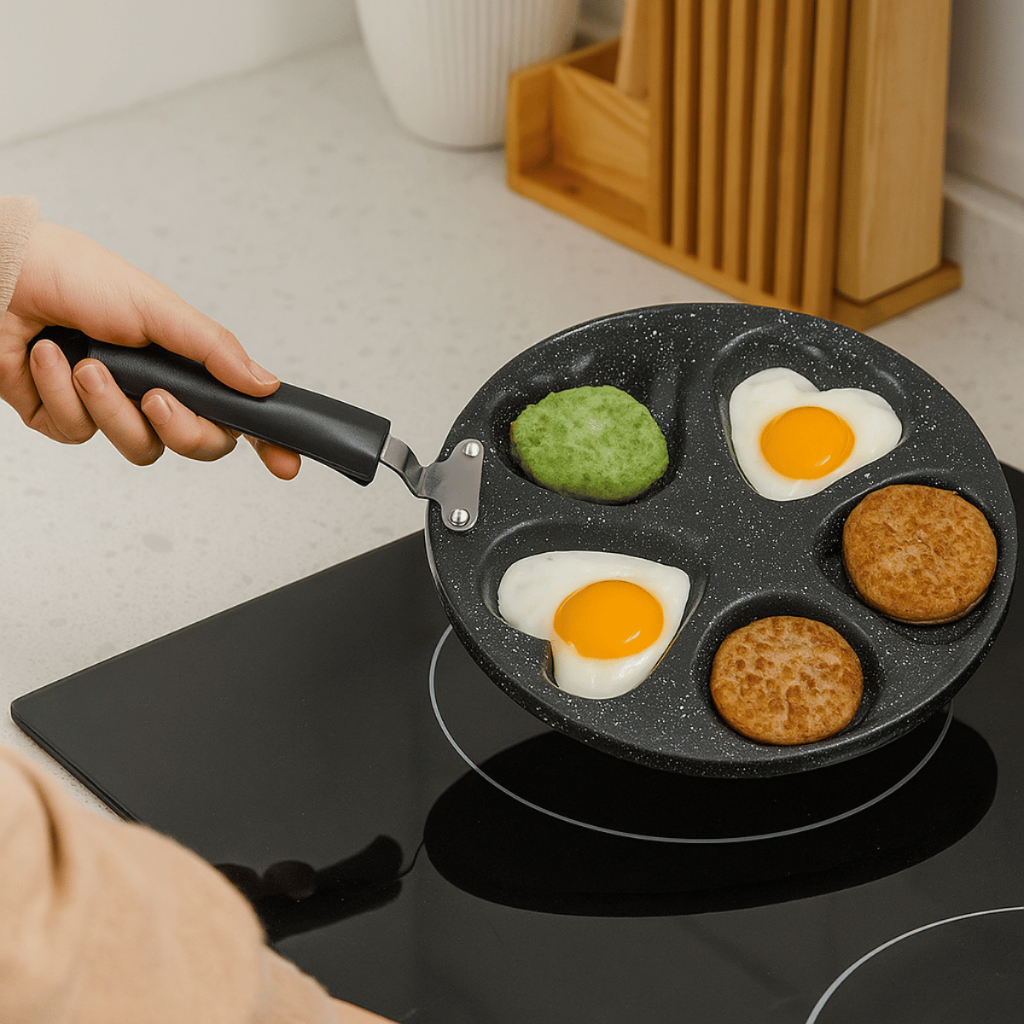Frigideira Com 4 Divisórias Antiaderente Para Ovos 24,5cm - Preta ...