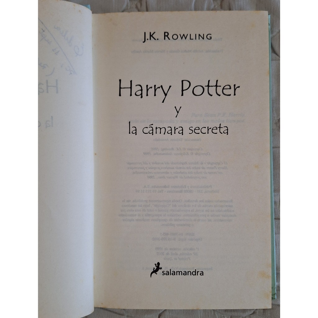 Harry Potter Y La Cámara Secreta - J. K. Rowling - Livro Espanhol
