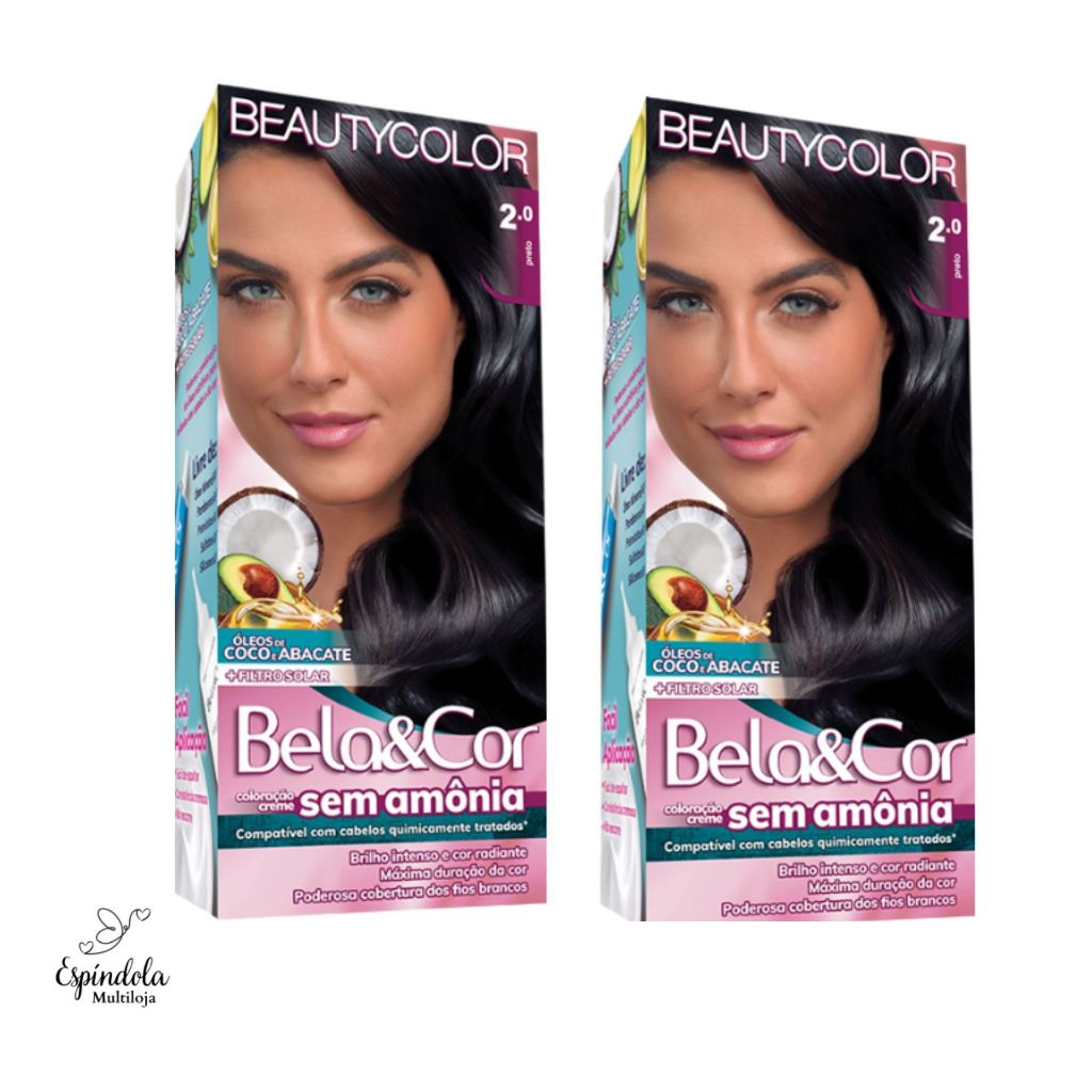 Kit 2 Bela e Cor Coloração Tonalizante sem Amônia 2.0 Preto | Shopee Brasil