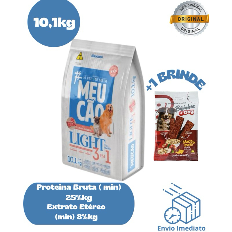 Ração Para Cães/Cachorro Super Premium Meu Cão Light 3 em 1 Carnes ...