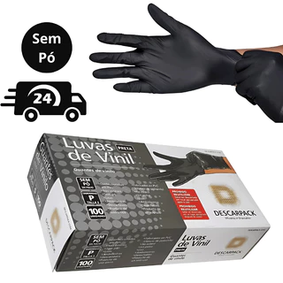 Luva Vinil Preta Descartável Sem Pó Resistente 100 Unidades em Oferta na Shopee