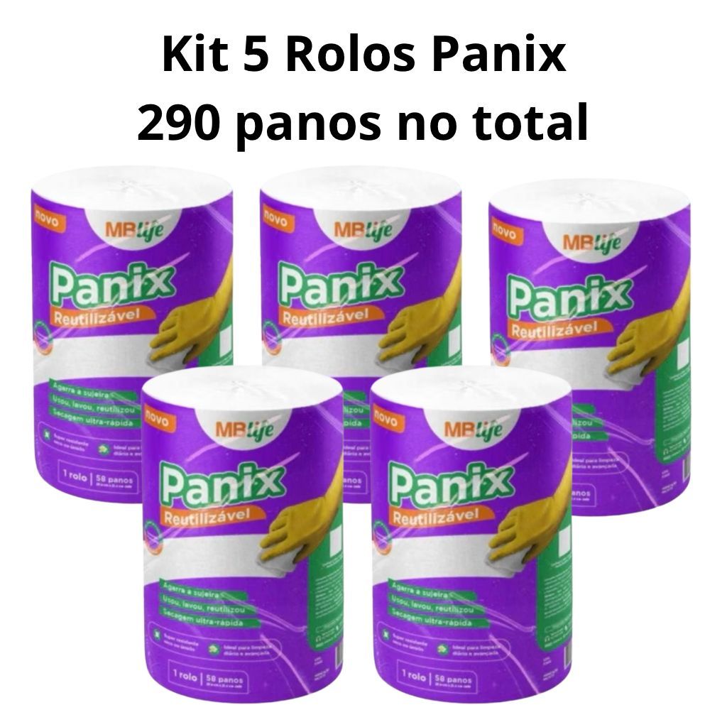 Pano De Limpeza Kit 5 Rolos Panix ou TW2023 58 Toalhas Cada ...