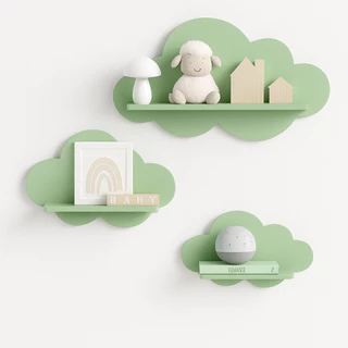Kit prateleira nuvem - VERDE - 3 peças (P, M e G) em MDF em Oferta na Shopee