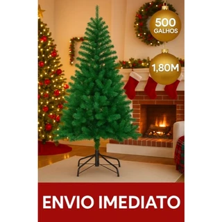 Árvore De Natal Verde Pinheiro 1,80M Decoração 500 Galhos Luxo Pés de Metal Enfeite Natalino Premium