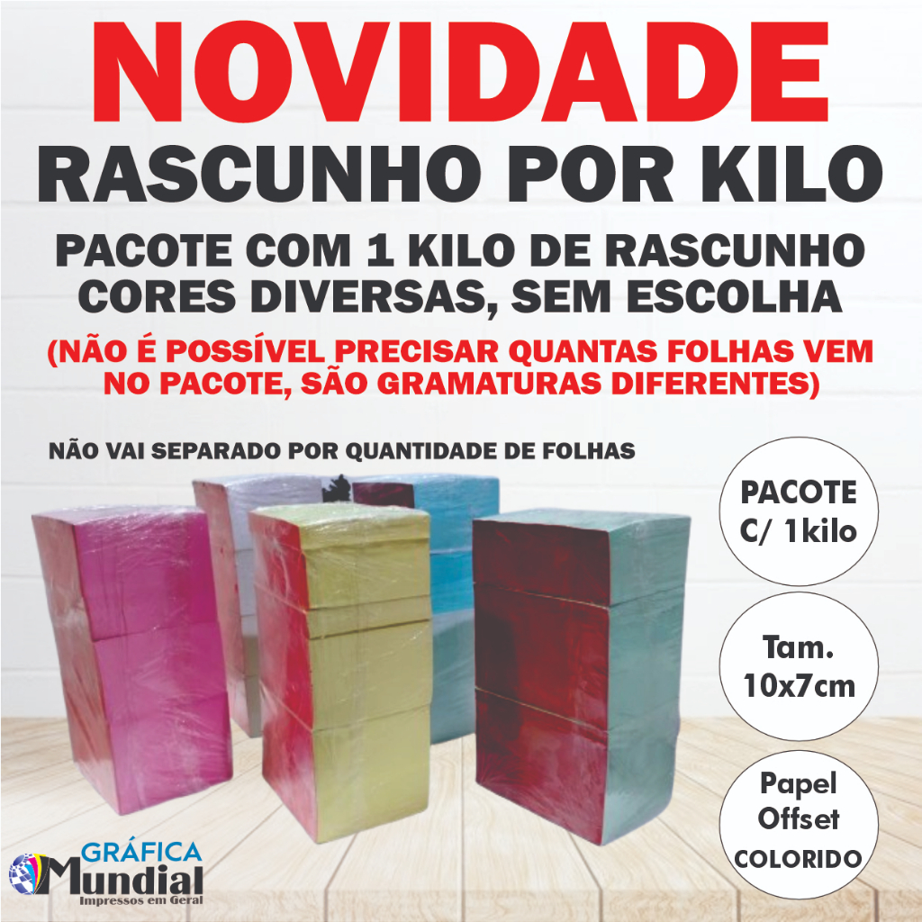 1kl Rascunho 10x7cm CORES EM ESTOQUE Blocos sem pauta Papelaria ...