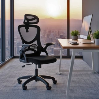 Cadeira de Escritório Ergonômica Giratória Office Presidente Columbus com Tela Mesh Preta / Cinza em Oferta na Shopee