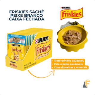 Sachê Friskies Gatos Ração Úmida Peixe Branco | Caixa Fechada 15 Unidades 85g Purina em Oferta na Shopee