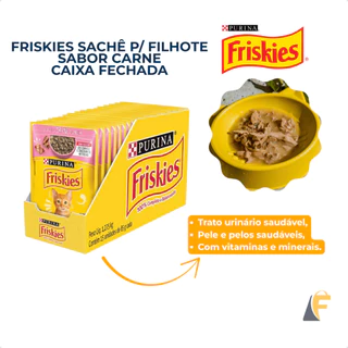 Friskies Gatos Sachê Ração Úmida Filhotes Carne | Caixa Fechada 15 Unidades 85g Purina em Oferta na Shopee