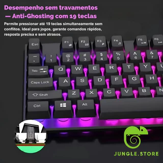 Kit Teclado Semi Mecânico + Mouse Gamer 3200dpi Rgb Led com fio