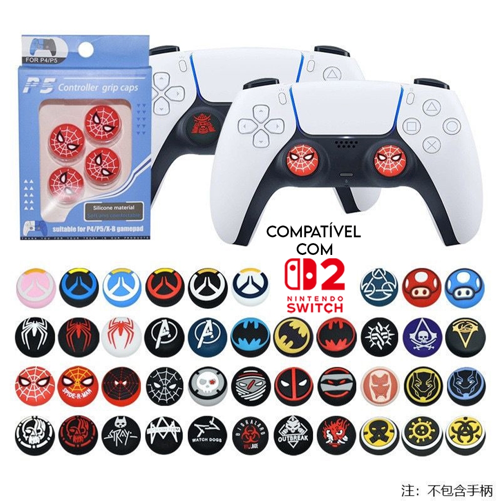 (B) Par de Grip Super Heroi para controle Ps3,Ps4, Ps5, Xbox One, Xbox X/S, Switch 2 Ótima qualidade, Envio imediato