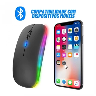 Mouse Wireless e Recarregável Led Rgb Ergonômico - 3482