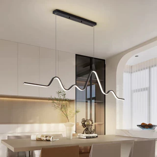 Lustre Pendente Ondulado Dourado/Preto MInimalista Moderno Sala de Estar Mesa 34W 3500K