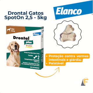 Drontal Plus Vermífugo Carne Cães Cachorro 35kg 2 Comprimidos Palatável Giárdia Giardíase Vermes Elanco em Oferta na Shopee