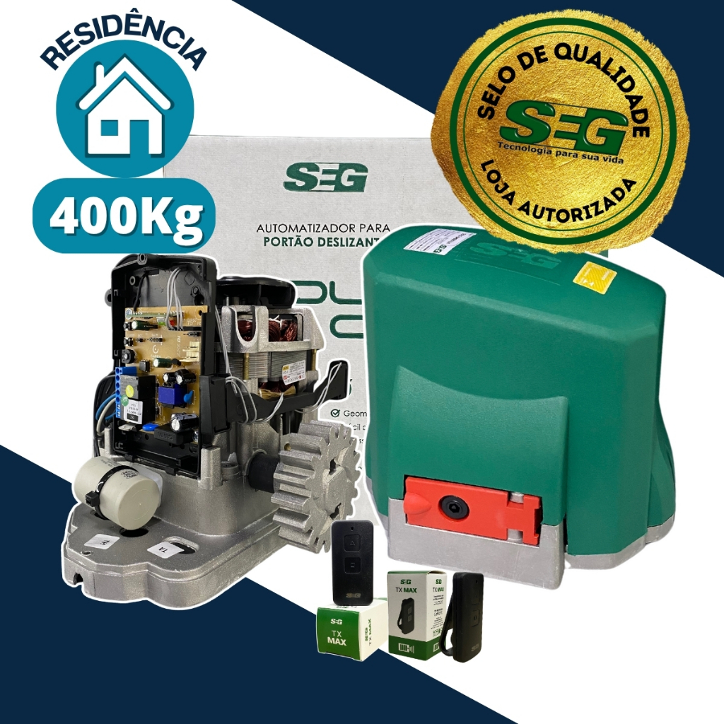 Kit Motor De Portão Eletrônico Deslizante Residencial 1/4 hp 400Kg