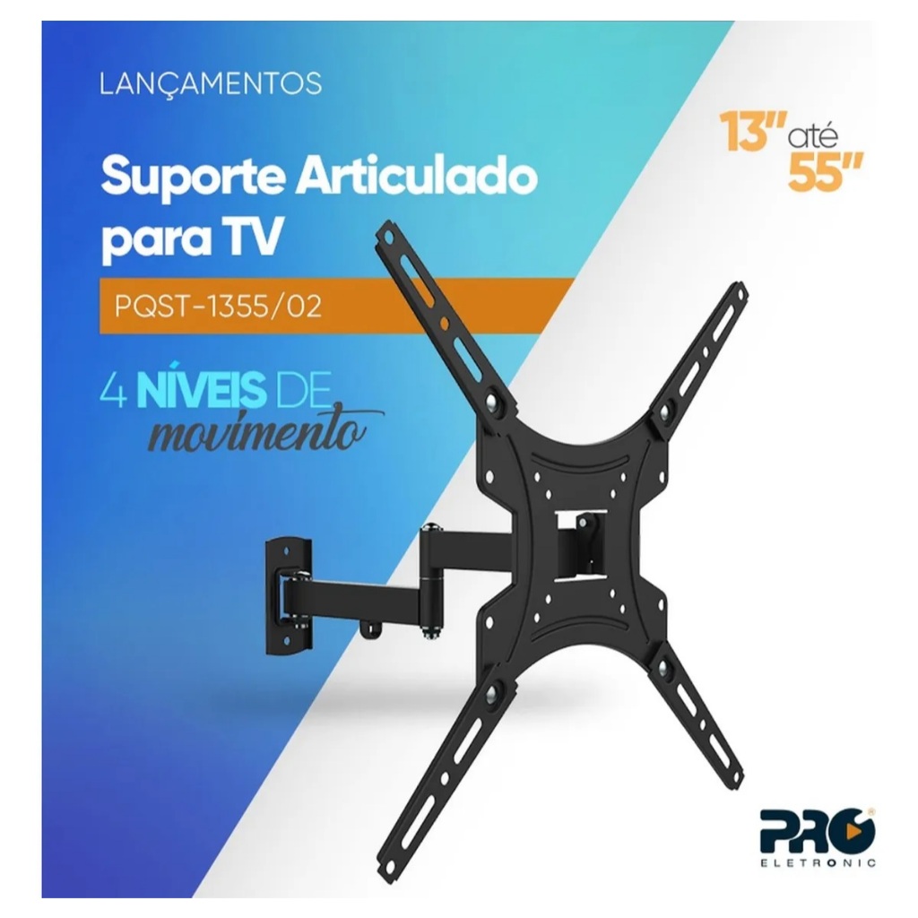 Suporte Tri Articulado Tv De 13-55 Proeletronic Pqst-13 A 55/02 ...