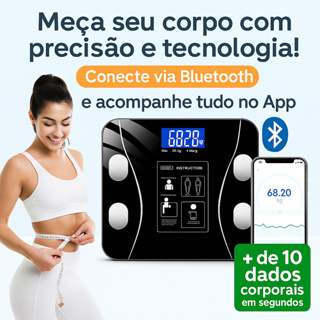 Balança Digital Bioimpedância Corporal Bluetooth Profissional 180kg com APP Medição no Celular