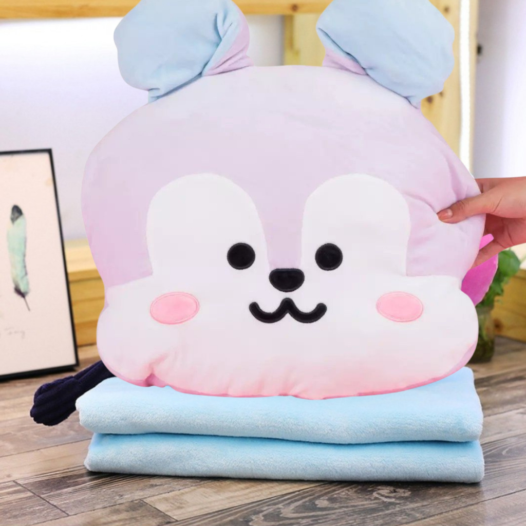 Kit BT21 Almofada Travesseiro com Manta super macios confortáveis