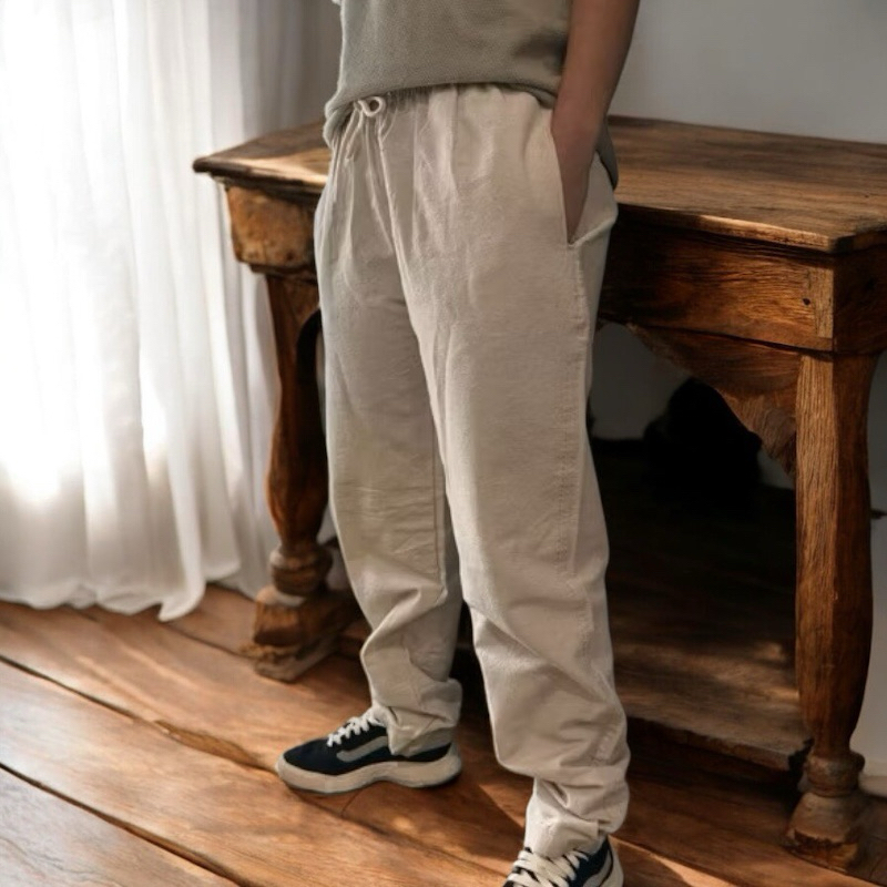 Calça Baggy Folgada Em Linho Masculino look Descolado