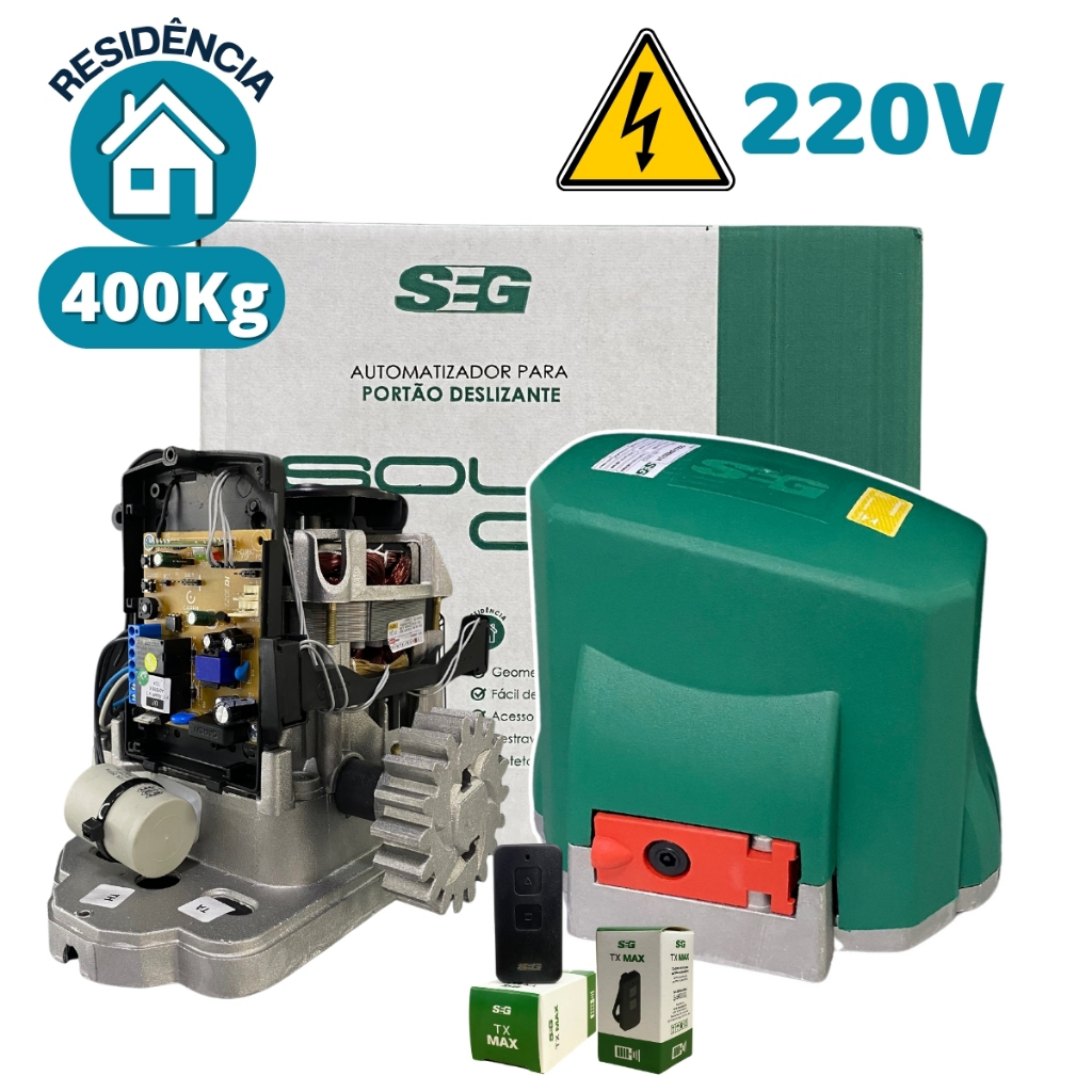 Kit Motor De Portão Eletrônico Deslizante Residencial 1/4 hp 400Kg