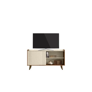 Rack Para TV Até 60" Porta Deslizante e Pés Palito Móvel Moderno de Sala em Madeira Design Retrô em Oferta na Shopee