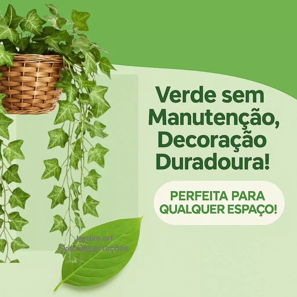 Arranjo c/ 3 Trepadeira Folha de HERA + Vaso Trançado Marrom - Imagem 3