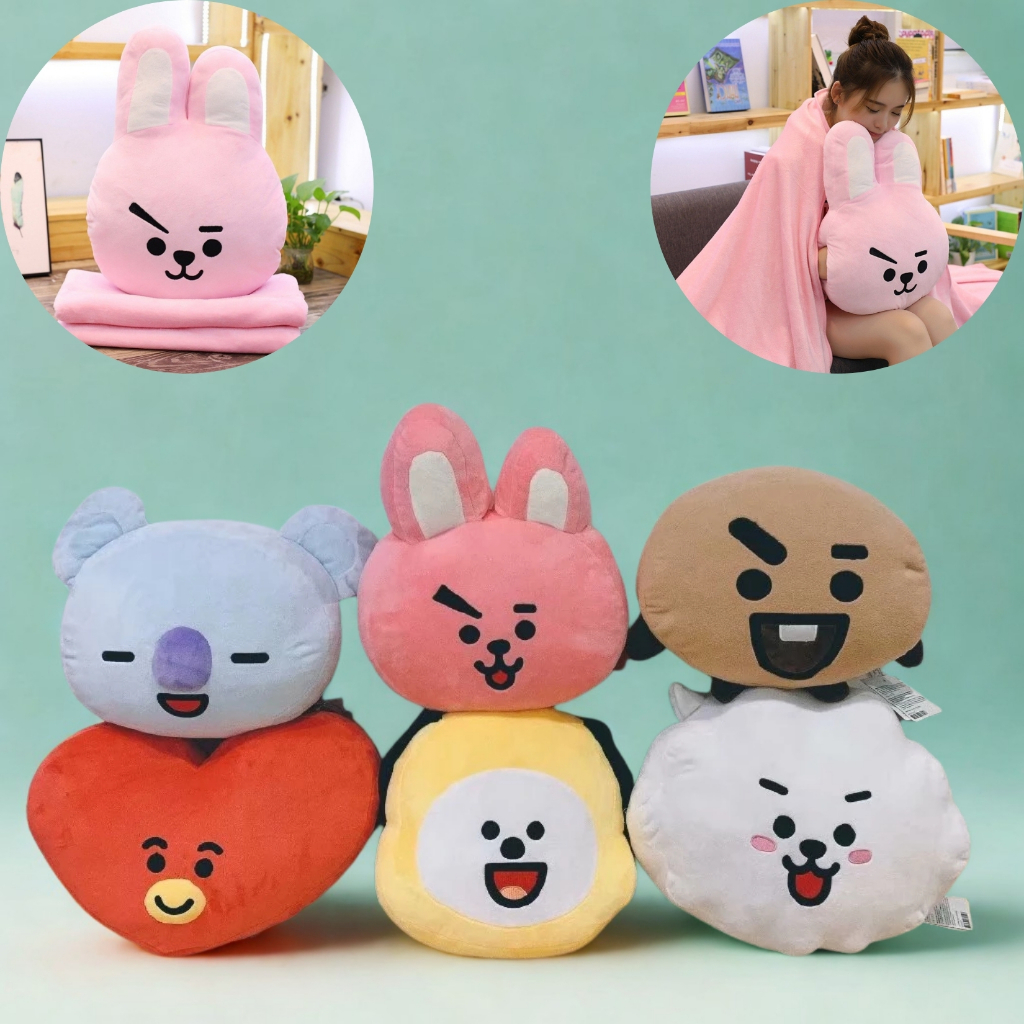 BT21 Travesseiro com Manta Almofada super macia confortáveis BTS K