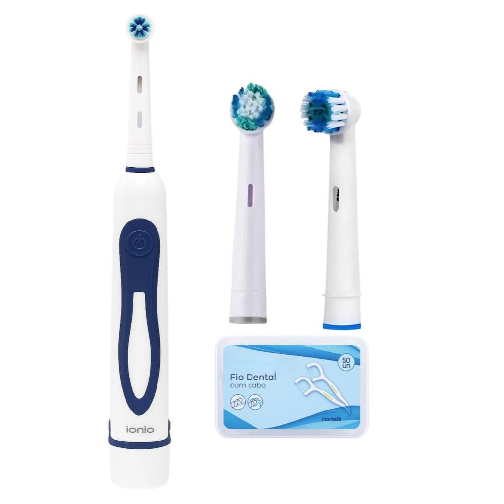 Escova de Dente Eletrica Rotativa Infantil Adulto Familiar c/ 50 fio ...