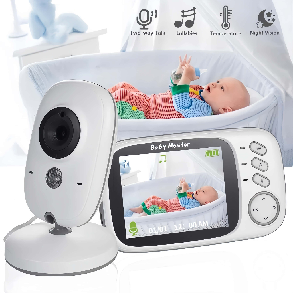 Baba Eletrônica Com Monitor Visão Noturna, Câmera c/ Audio Sensor de Temperatura FLUX