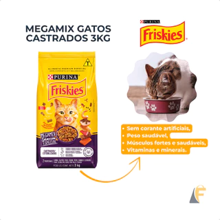 Ração Friskies Gato Castrado 3kg Megamix 7 Proteínas Seleção Especial Sem Corantes Purina Premium em Oferta na Shopee