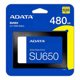 SSD 480GB Adata SU650 SATA III 2.5" Leitura: 520MB/s Gravação 450MB/s Preto - ASU650SS-480GT-R